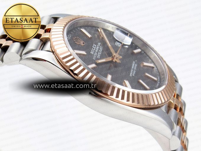 DATEJUST 41 126331 VSF 1:1 BEST EDITION 904L STEEL GRAY TEXTURED DIAL ON SS/RG JUBILEE BRACELET VS3235 - Görsel 9
