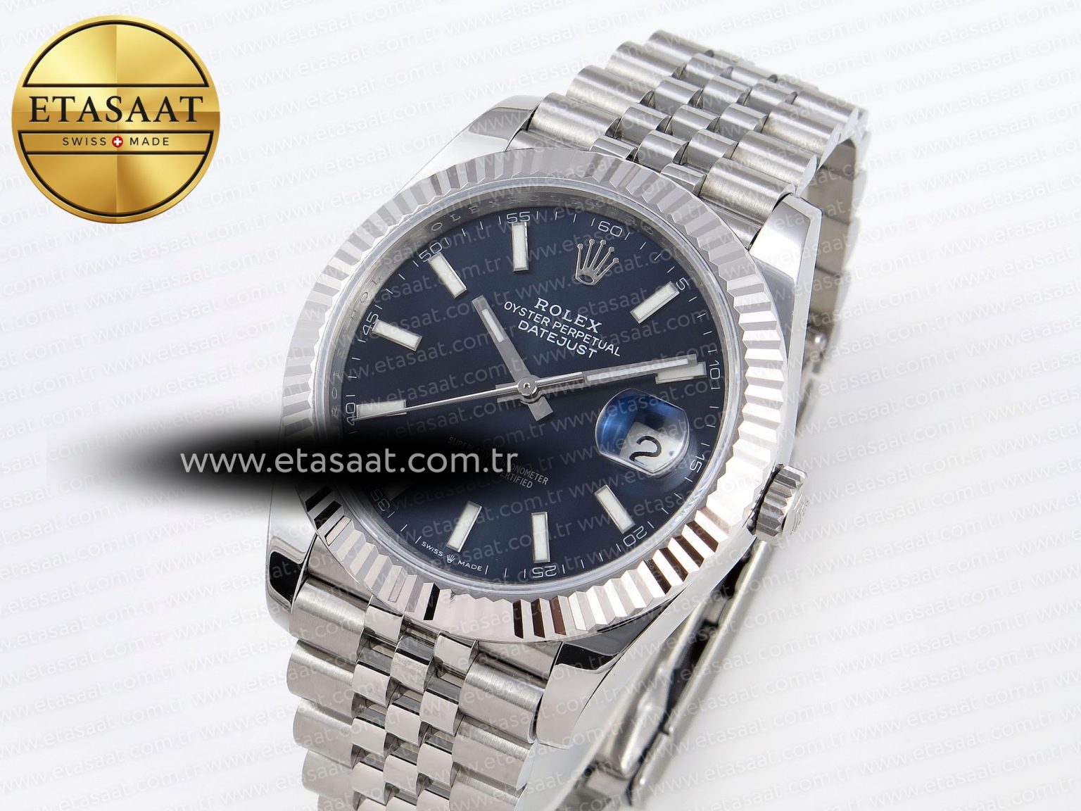 DATEJUST 41MM 126334 904 SS ARF 1:1 BEST EDITION BLUE DIAL STICKS MARKERS ON JUBILEE BRACELET SH3235 - Görsel 1