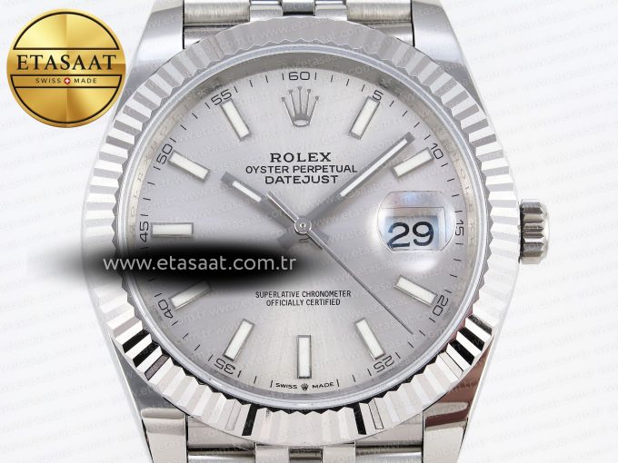 DATEJUST 41MM 126334 904 SS ARF 1:1 BEST EDITION SILVER DIAL STICKS MARKERS ON JUBILEE BRACELET SH3235 - Görsel 4