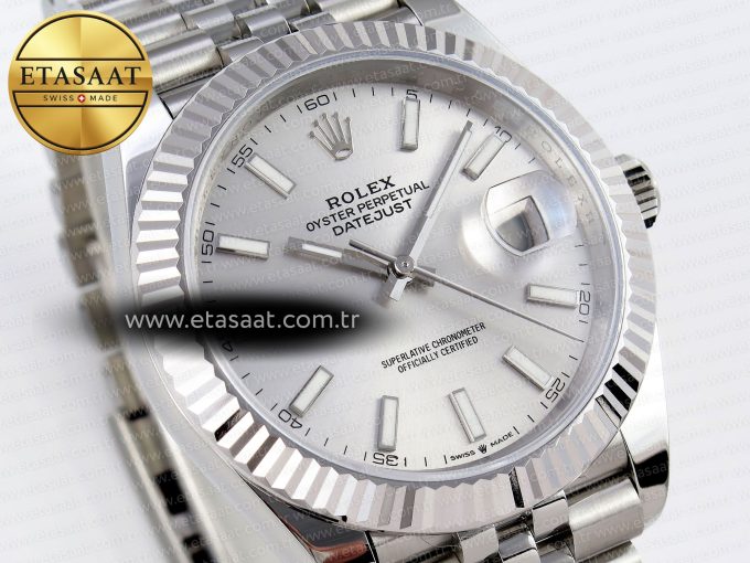 DATEJUST 41MM 126334 904 SS ARF 1:1 BEST EDITION SILVER DIAL STICKS MARKERS ON JUBILEE BRACELET SH3235 - Görsel 5