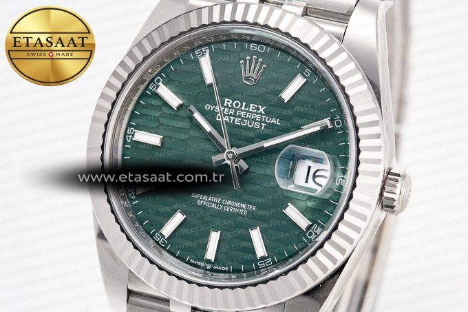 DateJust 41MM 126334 SS Clean Factory 1:1 Best Edition Green Fluted Dial on SS Jubilee Bracelet VR3235 - Görsel 6