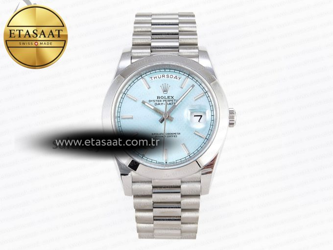 DAY-DATE 40MM 228239 BP NEW DIAL VERSION 904 SS ICE BLUE STICK MARKERS DIAL ON SS PRESIDENT BRACELET A2836 - Görsel 3