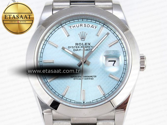DAY-DATE 40MM 228239 BP NEW DIAL VERSION 904 SS ICE BLUE STICK MARKERS DIAL ON SS PRESIDENT BRACELET A2836 - Görsel 4