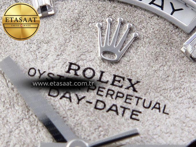 DAY DATE 40MM 228239 SS BP MAKER 1:1 BEST EDITION WHITE METEORITE DIAL T CRYSTAL MARKERS ON SS PRESIDENT BRACELET A2836 - Görsel 15