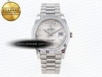 DAY DATE 40MM 228239 SS BP MAKER 1:1 BEST EDITION WHITE METEORITE DIAL T CRYSTAL MARKERS ON SS PRESIDENT BRACELET A2836 - Görsel 3