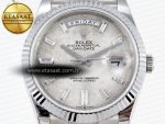 DAY DATE 40MM 228239 SS BP MAKER 1:1 BEST EDITION WHITE METEORITE DIAL T CRYSTAL MARKERS ON SS PRESIDENT BRACELET A2836 - Görsel 4