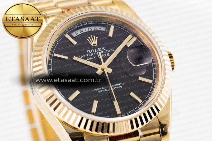 Day-Date II 228238 YG GMF 1:1 Best Edition Black Dial on YG Bracelet A2836 - Görsel 5