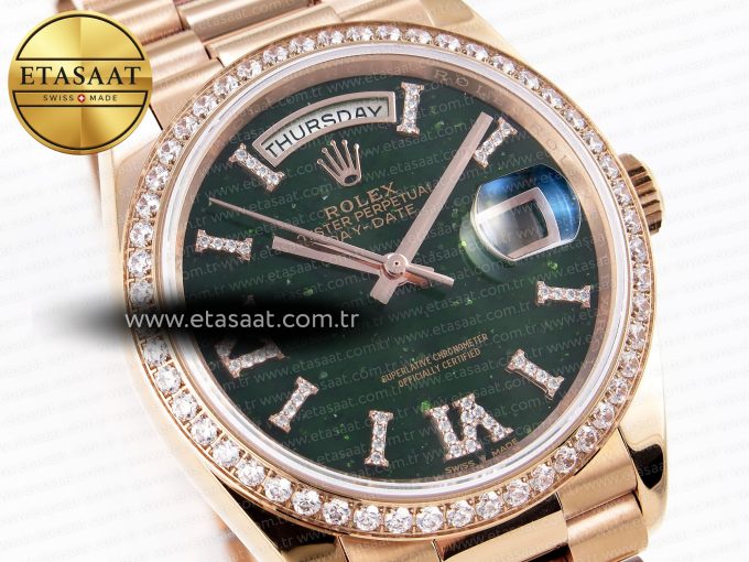 DayDate 36mm RG/RG Pres Dia Green Dial RAF A2836 - Görsel 5