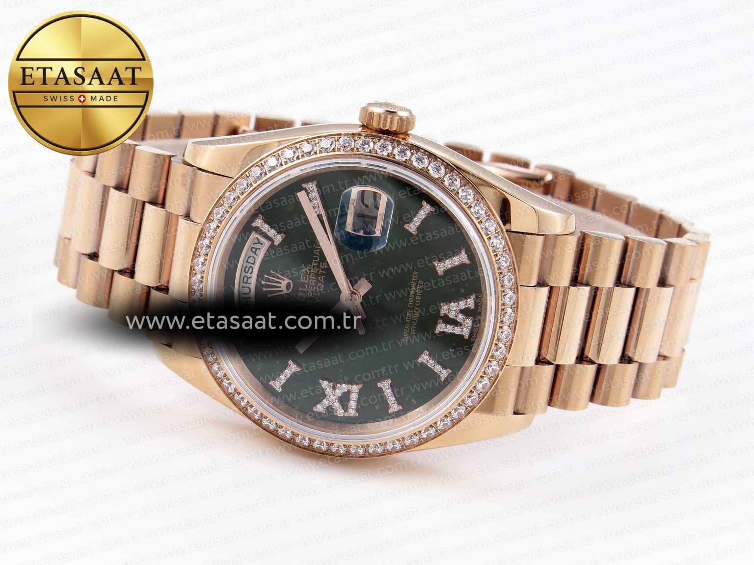 DayDate 36mm RG/RG Pres Dia Green Dial RAF A2836 - Görsel 6