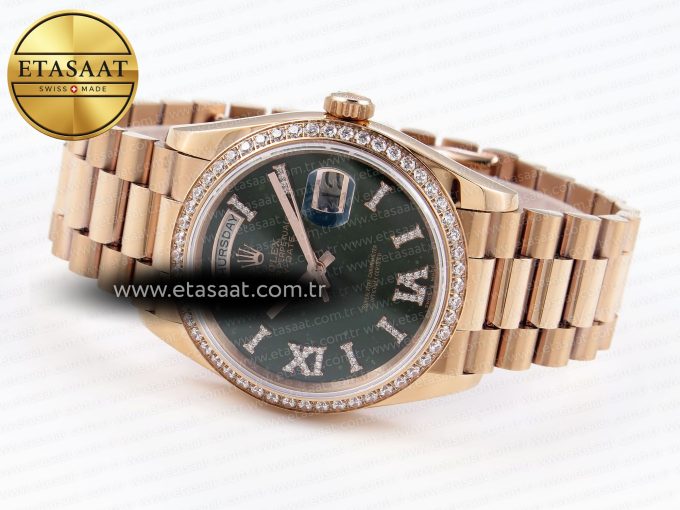 DayDate 36mm RG/RG Pres Dia Green Dial RAF A2836 - Görsel 6