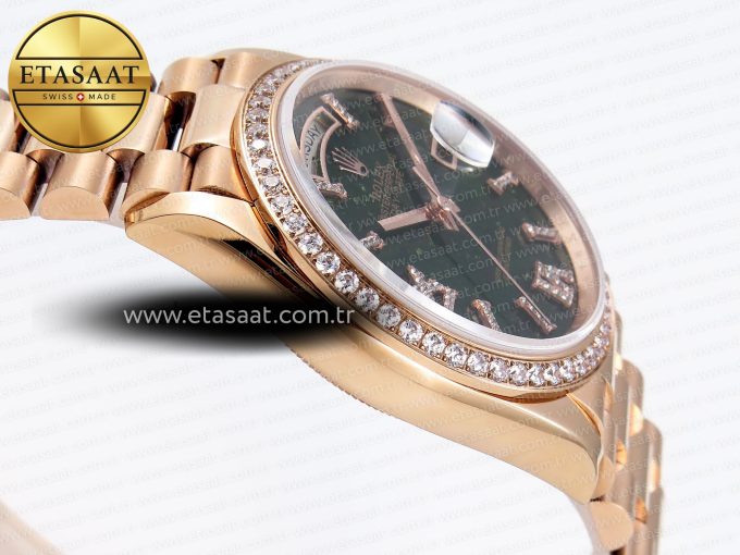 DayDate 36mm RG/RG Pres Dia Green Dial RAF A2836 - Görsel 8