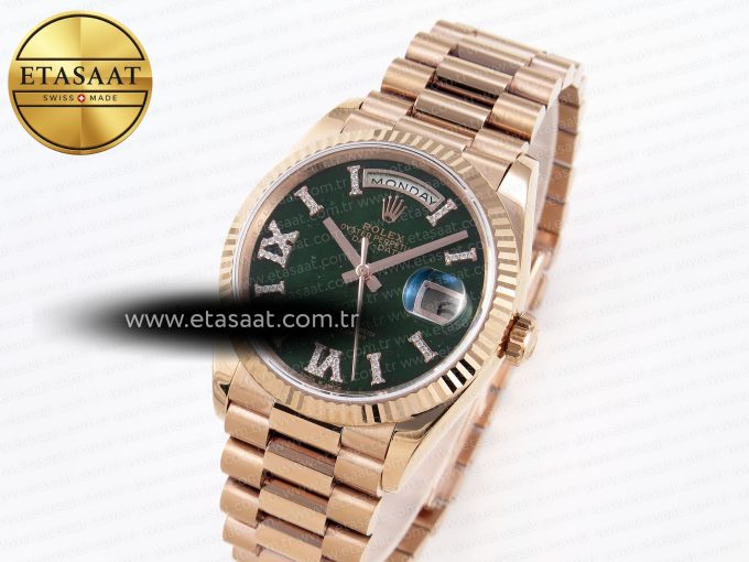 DayDate 36mm RG/RG Pres Green Dial RAF A2836 - Görsel 1