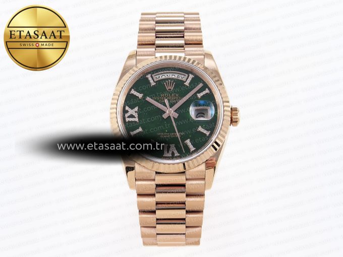 DayDate 36mm RG/RG Pres Green Dial RAF A2836 - Görsel 3