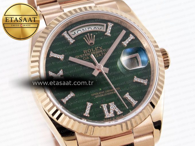 DayDate 36mm RG/RG Pres Green Dial RAF A2836 - Görsel 5