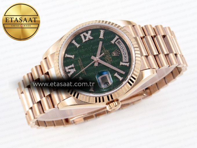 DayDate 36mm RG/RG Pres Green Dial RAF A2836 - Görsel 6
