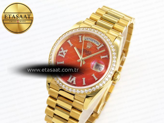 DayDate 36mm YG/YG Pres Dia Orange Gradient Dial RAF A2836 - Görsel 2