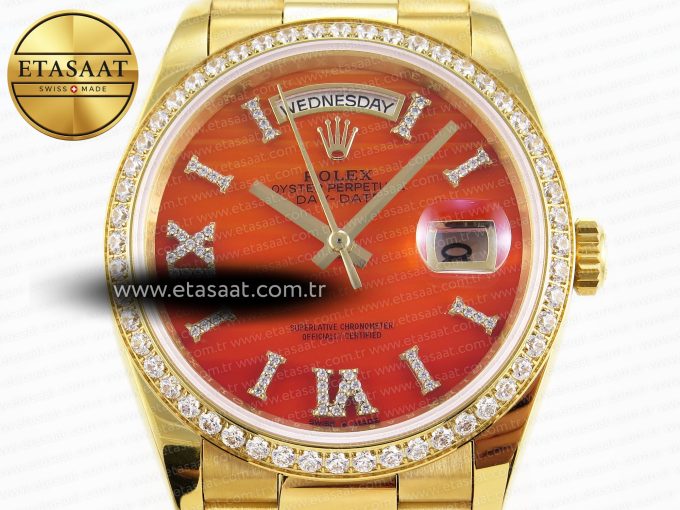DayDate 36mm YG/YG Pres Dia Orange Gradient Dial RAF A2836 - Görsel 4
