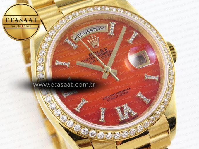 DayDate 36mm YG/YG Pres Dia Orange Gradient Dial RAF A2836 - Görsel 5
