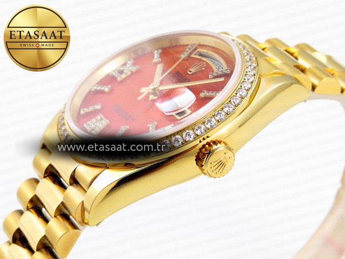 DayDate 36mm YG/YG Pres Dia Orange Gradient Dial RAF A2836 - Görsel 8