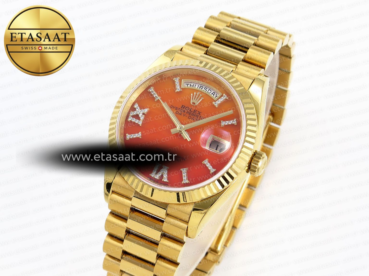 DayDate 36mm YG/YG Pres Orange Gradient Dial RAF A2836 - Görsel 2