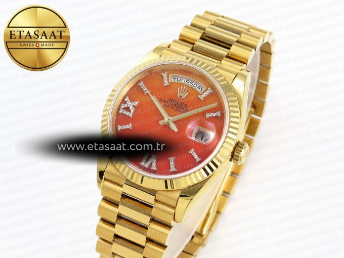 DayDate 36mm YG/YG Pres Orange Gradient Dial RAF A2836 - Görsel 2