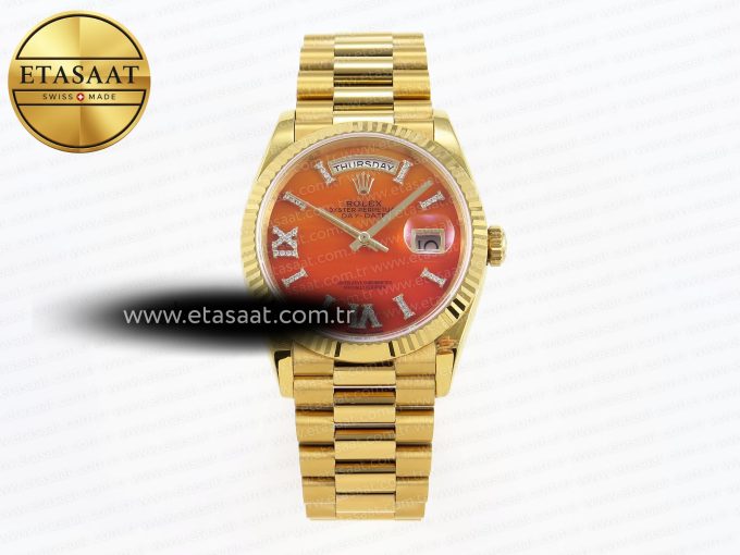 DayDate 36mm YG/YG Pres Orange Gradient Dial RAF A2836 - Görsel 3