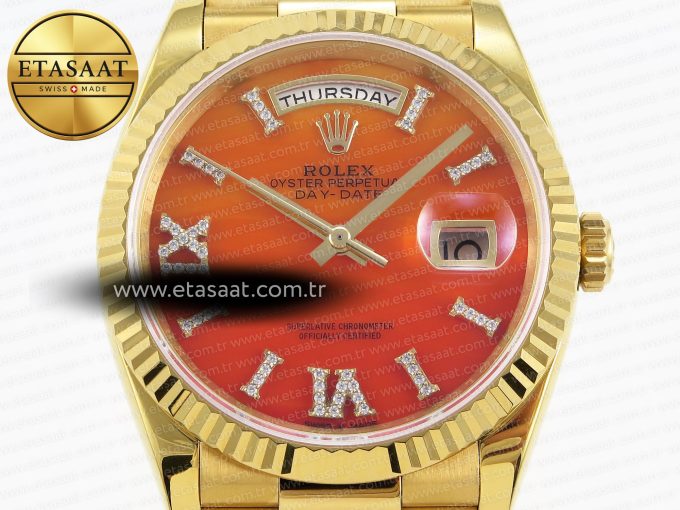 DayDate 36mm YG/YG Pres Orange Gradient Dial RAF A2836 - Görsel 4