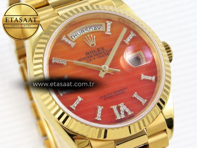 DayDate 36mm YG/YG Pres Orange Gradient Dial RAF A2836 - Görsel 5