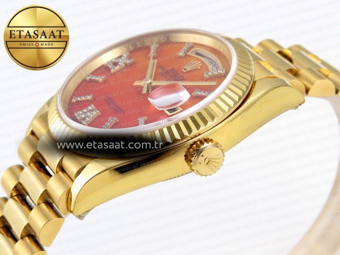 DayDate 36mm YG/YG Pres Orange Gradient Dial RAF A2836 - Görsel 7