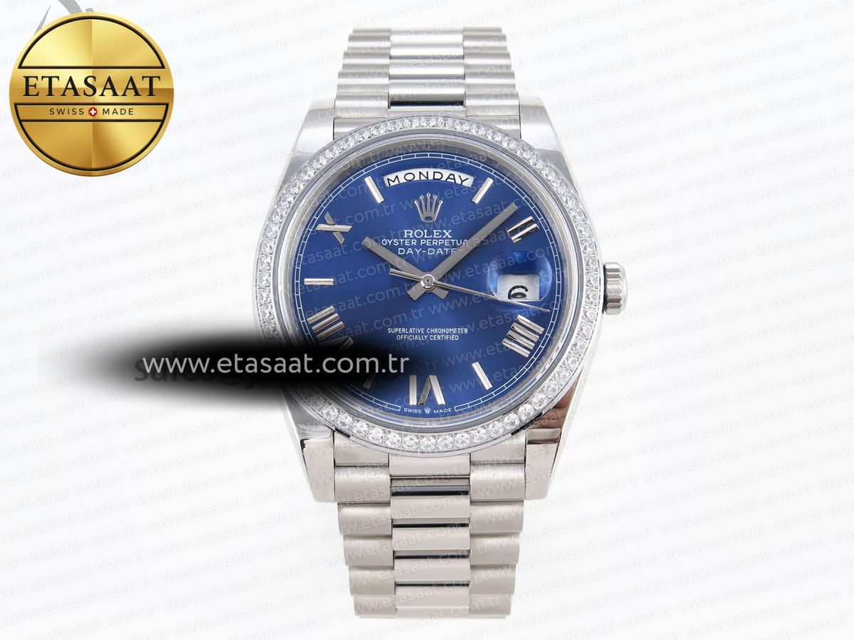 Rolex DayDate 40 BLUE ROMAN DIAMONDS A2836 - Görsel 3