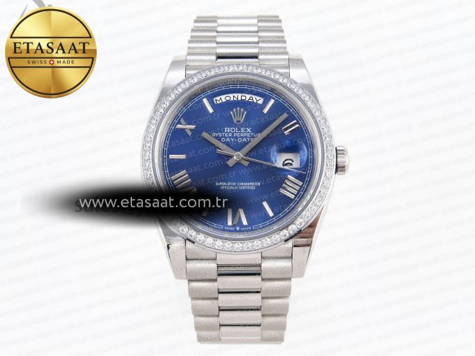 Rolex DayDate 40 BLUE ROMAN DIAMONDS A2836 - Görsel 3