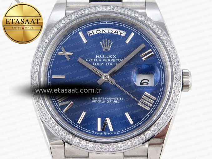 Rolex DayDate 40 BLUE ROMAN DIAMONDS A2836 - Görsel 4