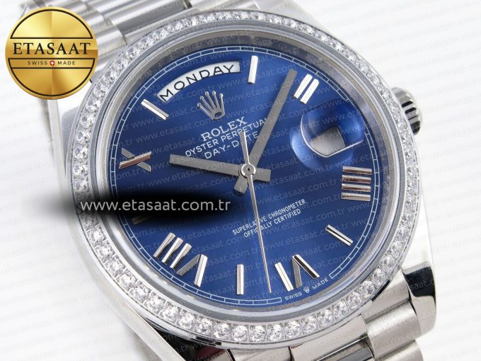 Rolex DayDate 40 BLUE ROMAN DIAMONDS A2836 - Görsel 5