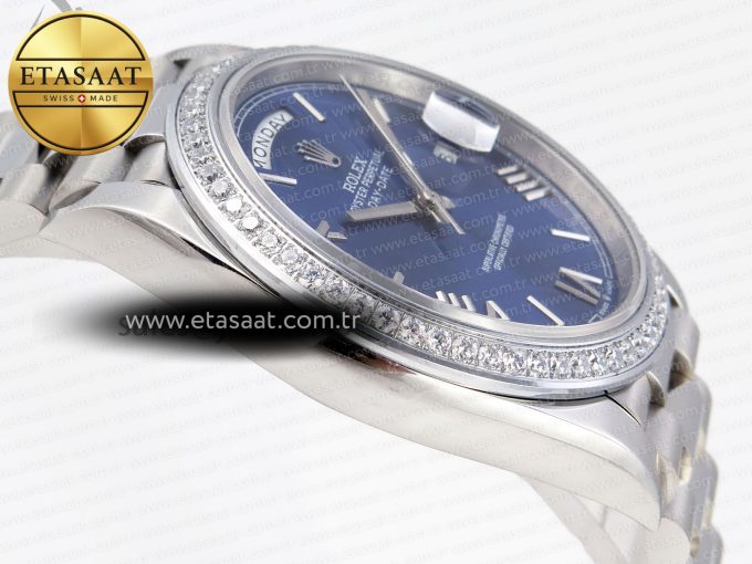 Rolex DayDate 40 BLUE ROMAN DIAMONDS A2836 - Görsel 7