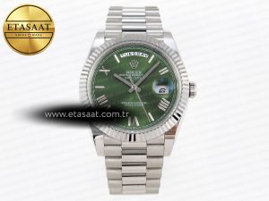 Rolex DayDate 40 GREEN ROMAN BRACELET A2836 - Görsel 3