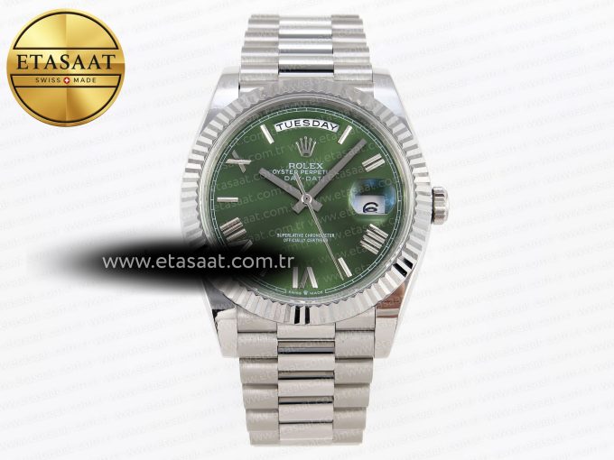 Rolex DayDate 40 GREEN ROMAN BRACELET A2836 - Görsel 3