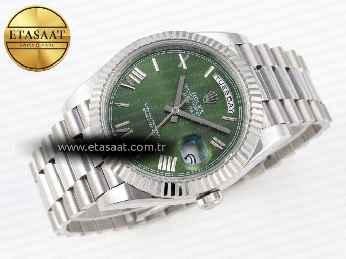 Rolex DayDate 40 GREEN ROMAN BRACELET A2836 - Görsel 6