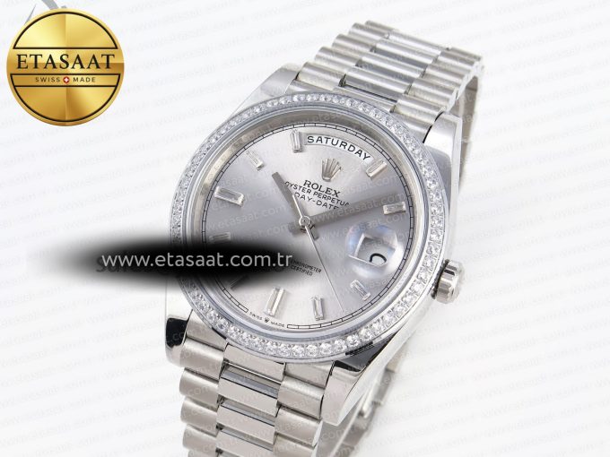 Rolex DayDate 40 SILVER CRYSTAL BRACELET A2836 - Görsel 1