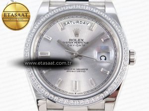 Rolex DayDate 40 SILVER CRYSTAL BRACELET A2836 - Görsel 4