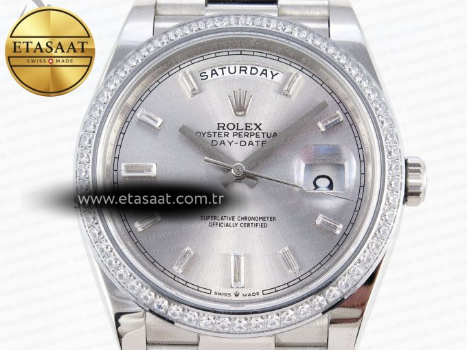 Rolex DayDate 40 SILVER CRYSTAL BRACELET A2836 - Görsel 4