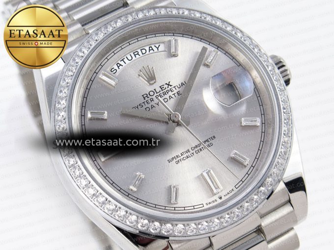 Rolex DayDate 40 SILVER CRYSTAL BRACELET A2836 - Görsel 5