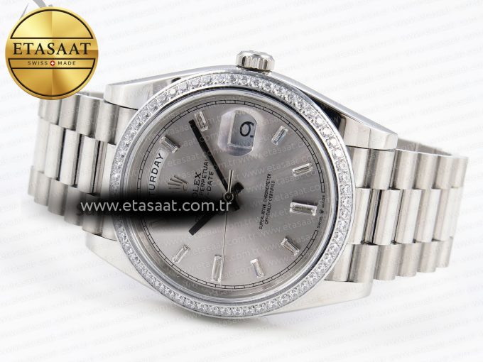 Rolex DayDate 40 SILVER CRYSTAL BRACELET A2836 - Görsel 7