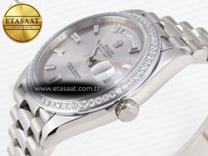 Rolex DayDate 40 SILVER CRYSTAL BRACELET A2836 - Görsel 8