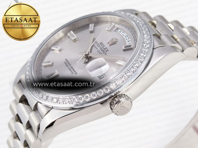 Rolex DayDate 40 SILVER CRYSTAL BRACELET A2836 - Görsel 8