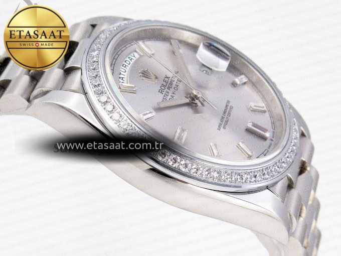 Rolex DayDate 40 SILVER CRYSTAL BRACELET A2836 - Görsel 9