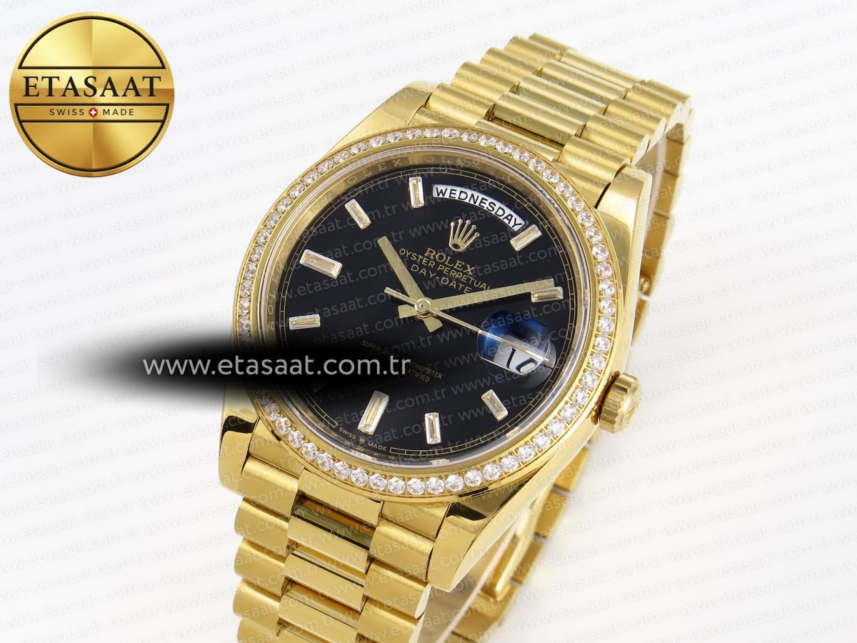 Rolex DayDate 40 BLACK CRYSTAL DIAMONDS A2836 - Görsel 1