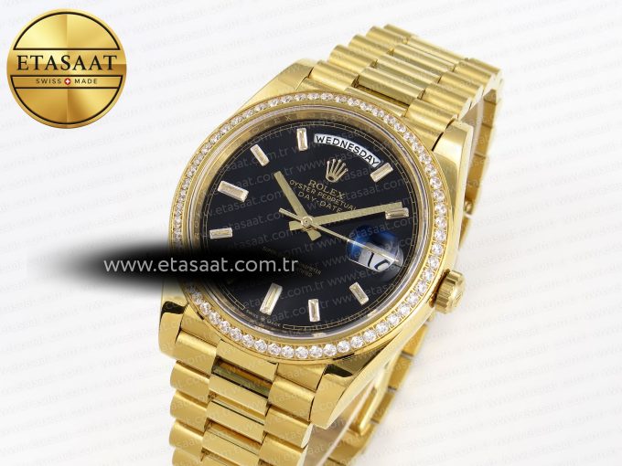 Rolex DayDate 40 BLACK CRYSTAL DIAMONDS A2836 - Görsel 2