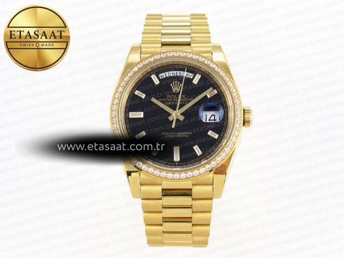 Rolex DayDate 40 BLACK CRYSTAL DIAMONDS A2836 - Görsel 3