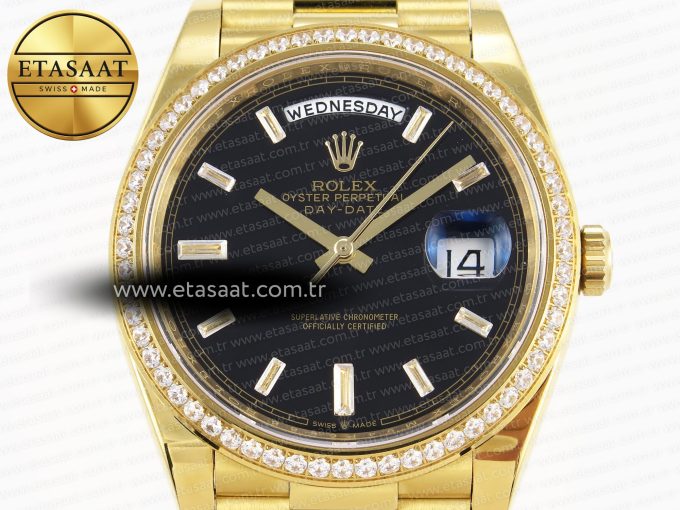Rolex DayDate 40 BLACK CRYSTAL DIAMONDS A2836 - Görsel 4