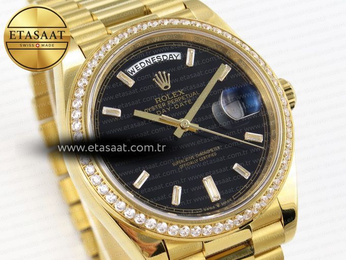 Rolex DayDate 40 BLACK CRYSTAL DIAMONDS A2836 - Görsel 5
